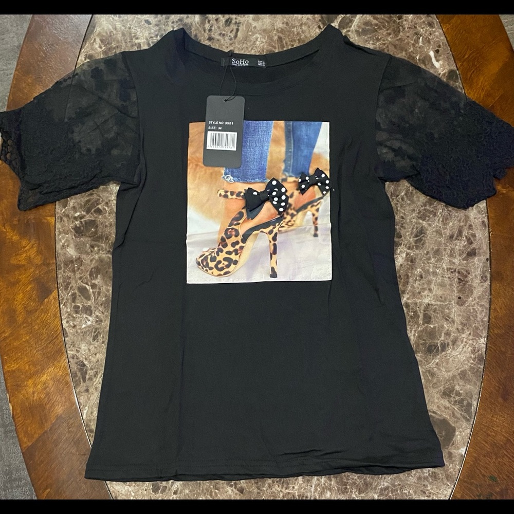 Black and White Medium Blouses with nice print!